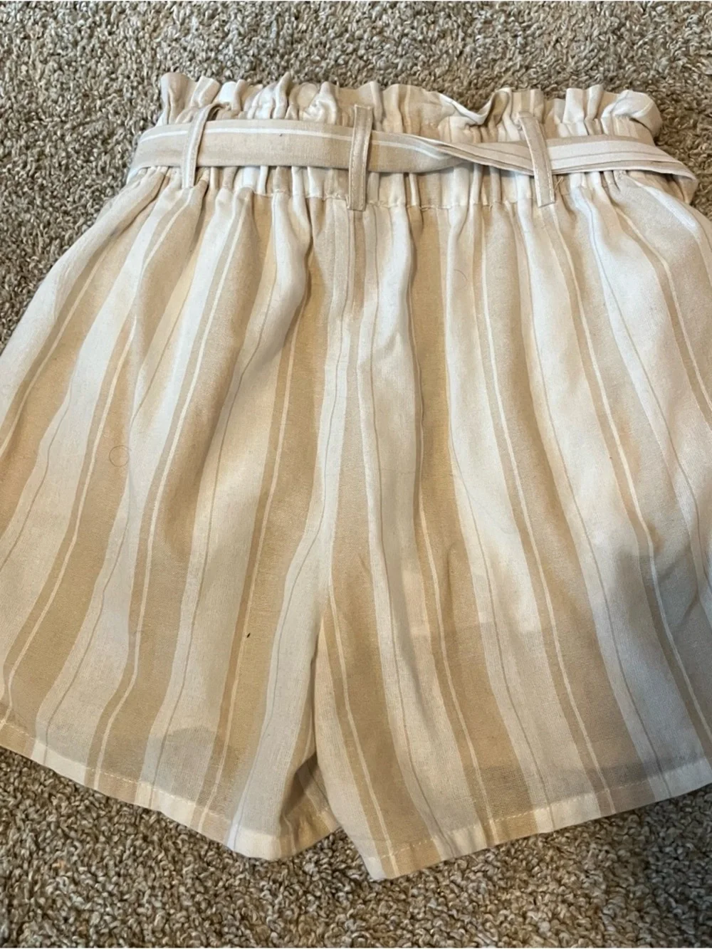 High-Waist Tie Belt Women’s Striped Shorts